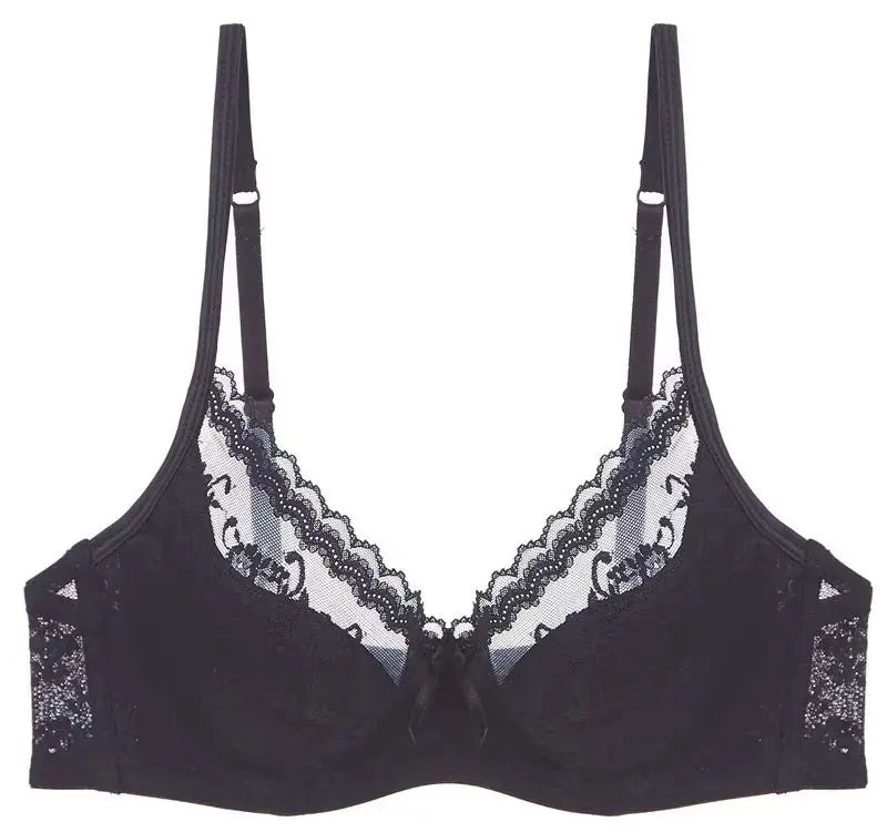 Ultra Comfort French Lace Bra, Demi Cup Underwire Lightweight for Large Bust, Anti Sagging Support Summer Sexy BANERDANNI Sexy B