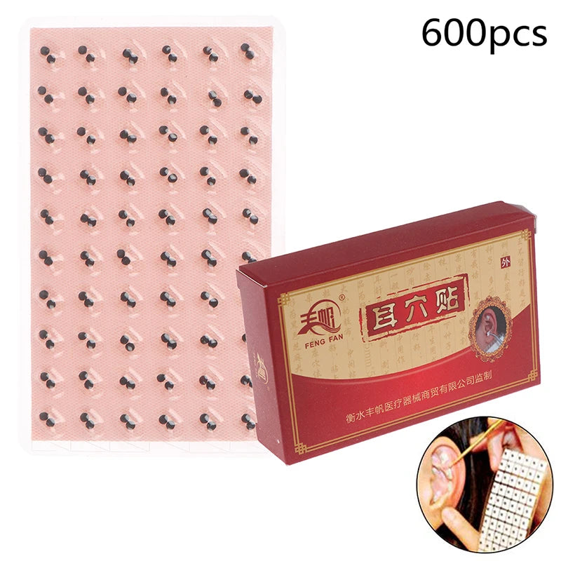 NEW SALE 600Pcs/lot Double Grain Ears Stickers Acupuncture Ear Massage Press Seeds Needle