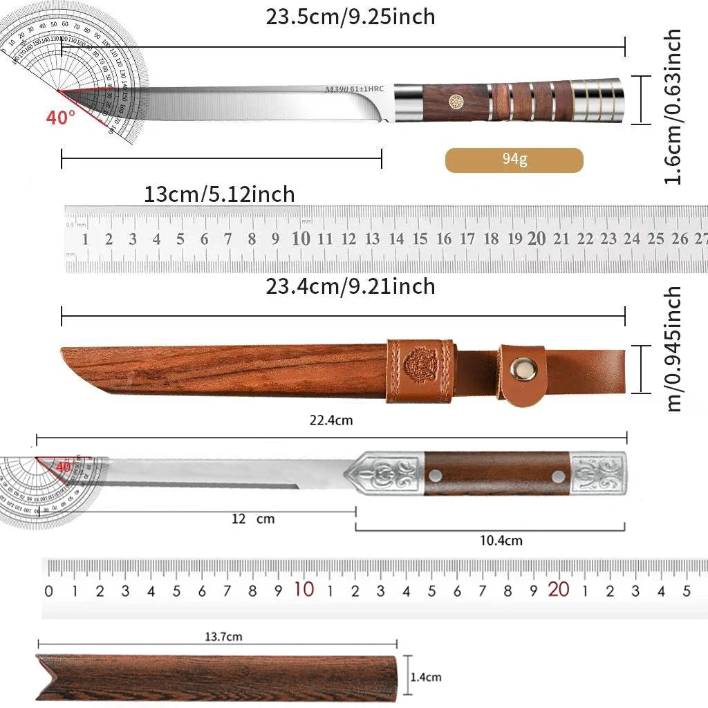 High-hardness stainless steel kitchen knife, professional fruit knife with leather sheath, ideal for cutting meat and cooking