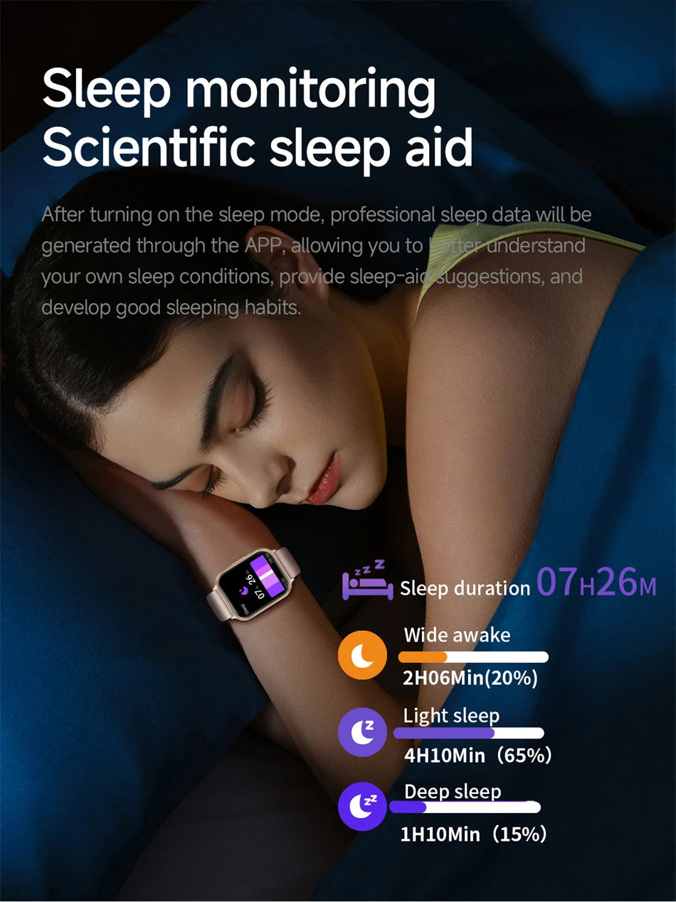 1.83" Smart Watch Sleep Heart Rate Monitor BT Call Messages Notifications Sports Fitness Tracker Watch for Women Men Android iOS