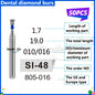50Pcs Dental Dentist Diamond Burs Drill FG 1.6mm Bur for High Speed Handpiece FG Dental Bur Stomatology Dentistry Grinding Tools