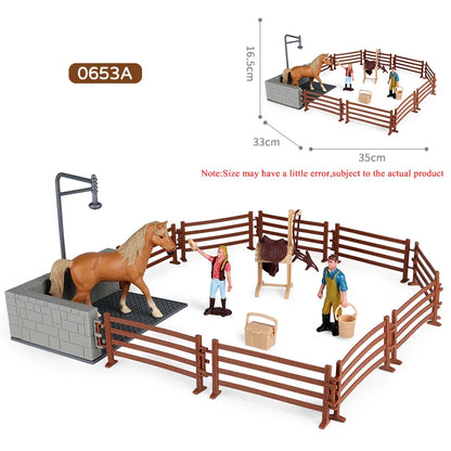 Oenux Farm Horse Race Model Action Figures DIY Equestrianism Horseman Animals Figurine Cute Education Collection Kids Toy Gift