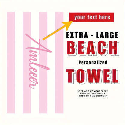 Personalized Striped Beach Towel Custom Name/Logo Microfiber Towel Thin Quick Dry Absorbent for Beach Swimming Yoga Bath Sports