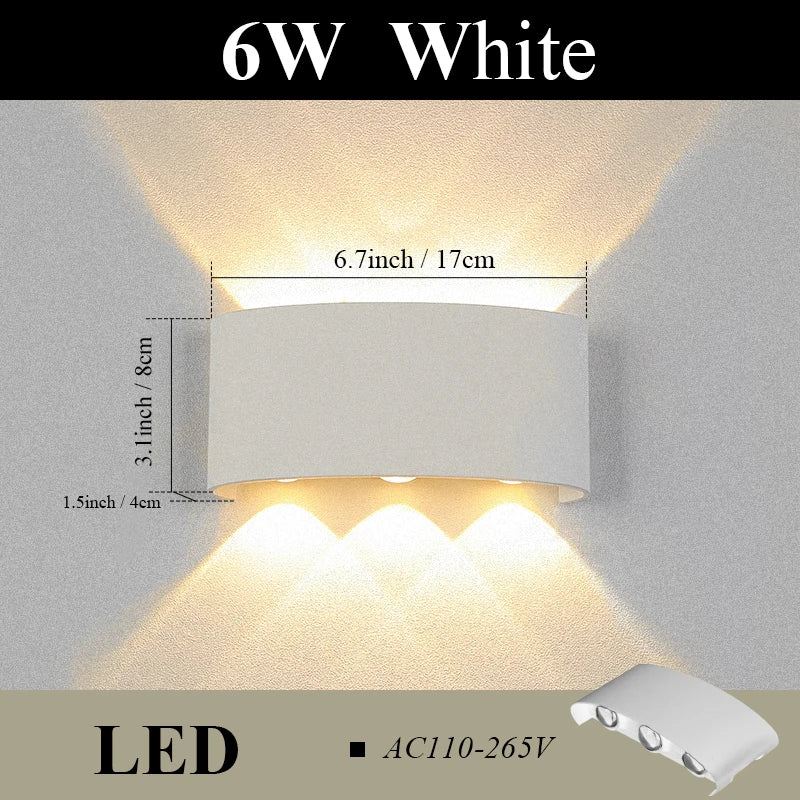 LED Wall Lamp AC110-265 IP65 Outdoor Waterproof Aluminum Wall Light Up Down luminous lighting Indoor  Stair Garden Sconce Light