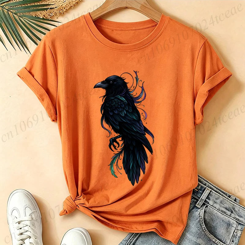 T-Shirt Gothic Cow Print Design Women'S Summer Casual Short Sleeve Aesthetic Clothes Dark Academia Streetwear Summer Top Tee﻿s