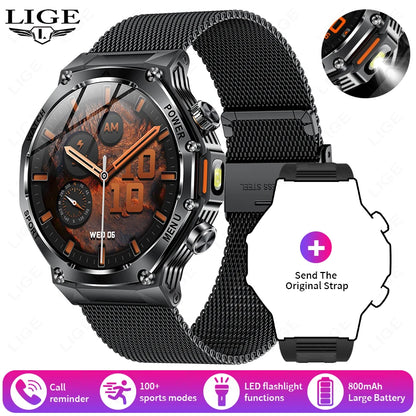 LIGE Nowy Smartwatch Męski 800 mAh Ultra Długa Żywotność Baterii Wodoodporny Zegarek Sportowy Outdoor Połączenia Bluetooth Wojskowy Smartwatch 2025