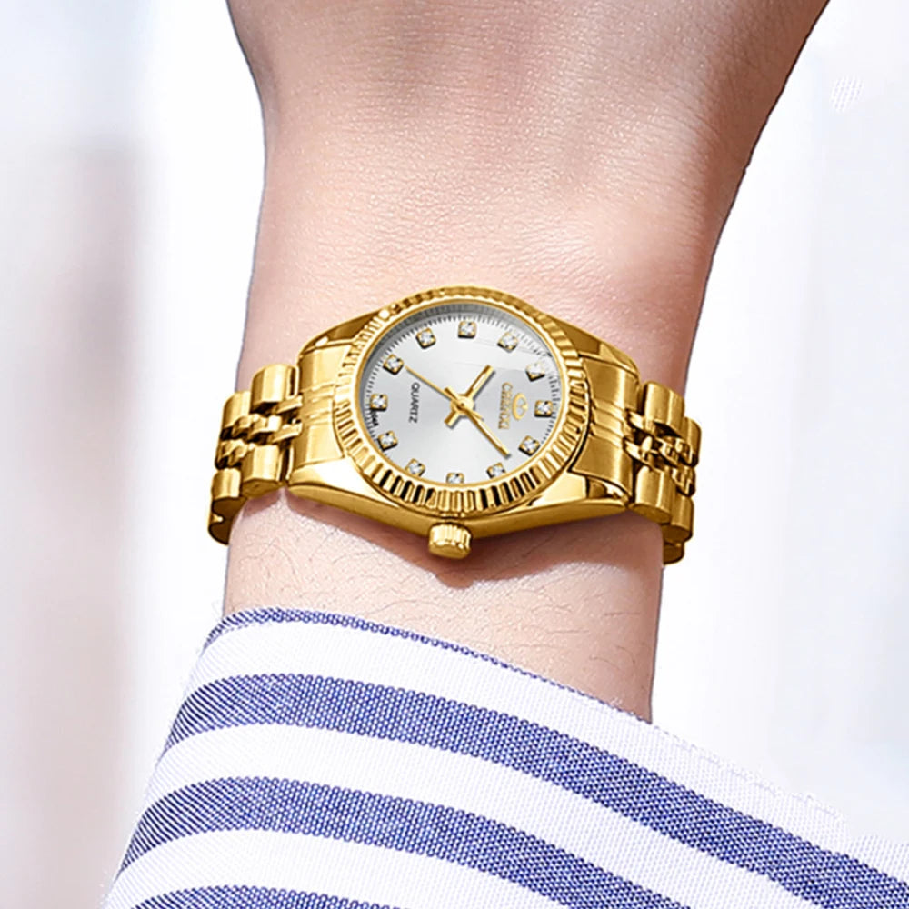CHENXI Hot Sale Luxury Women's Golden Stainless Steel Small Dial Watch Quartz Charm Dress Trendy Wristwatch for Fashion Lady