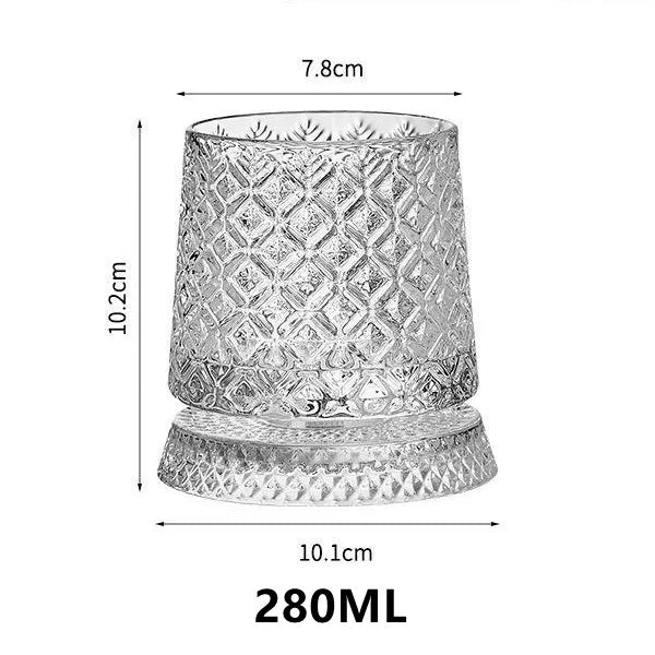 280ML Rotating Whiskey Glass Creative Crystal Premium Beer Cup Str Relief Liquor Cup With Base Straight Drink Mold Wine Glass