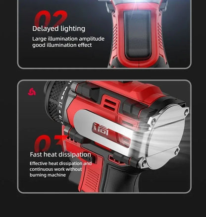 CHIGO Brushless Electric Drill Cordless Knockable Driller Driver 80N.m 18V Screwdriver Li-ion Battery Electric Power Tools