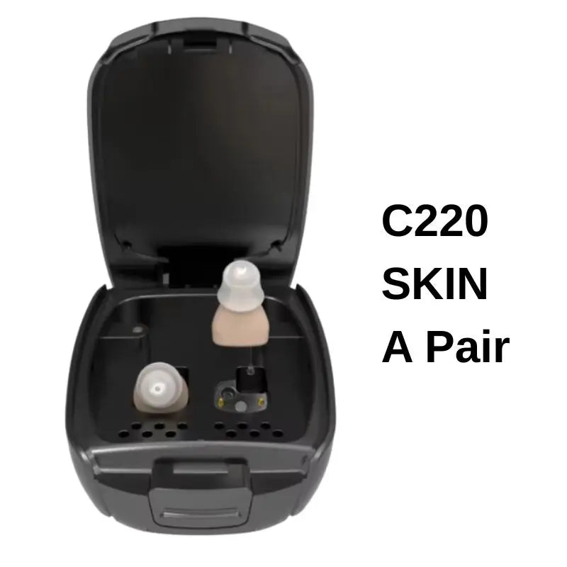Rechargeable Invisible Hearing Aids C220 In-Ear Noise Reduction with Drying Function for Mild to Moderate Hearing Loss