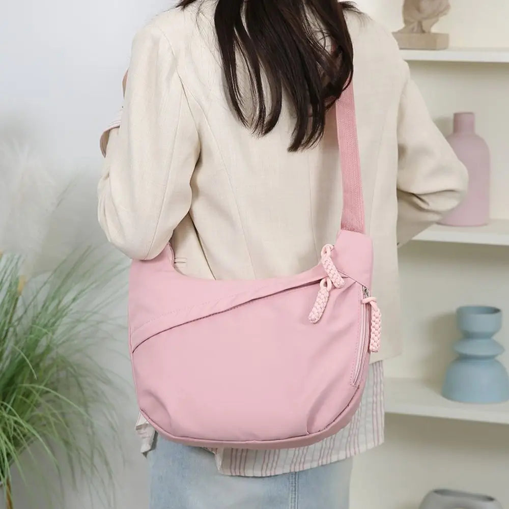 Fashion Large Capacity Women's Crossbody Bag Solid Color Multi-layered Shoulder Bag Simple Dumpling Bag Travel