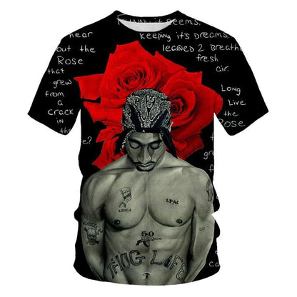 Summer fashion personality 3D printed hip-hop artist's cool trendy street rock T-shirt
