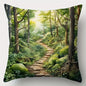 Creative home decoration pillowcase, forest trail painting pillowcase: renewing the natural style of home furnishing