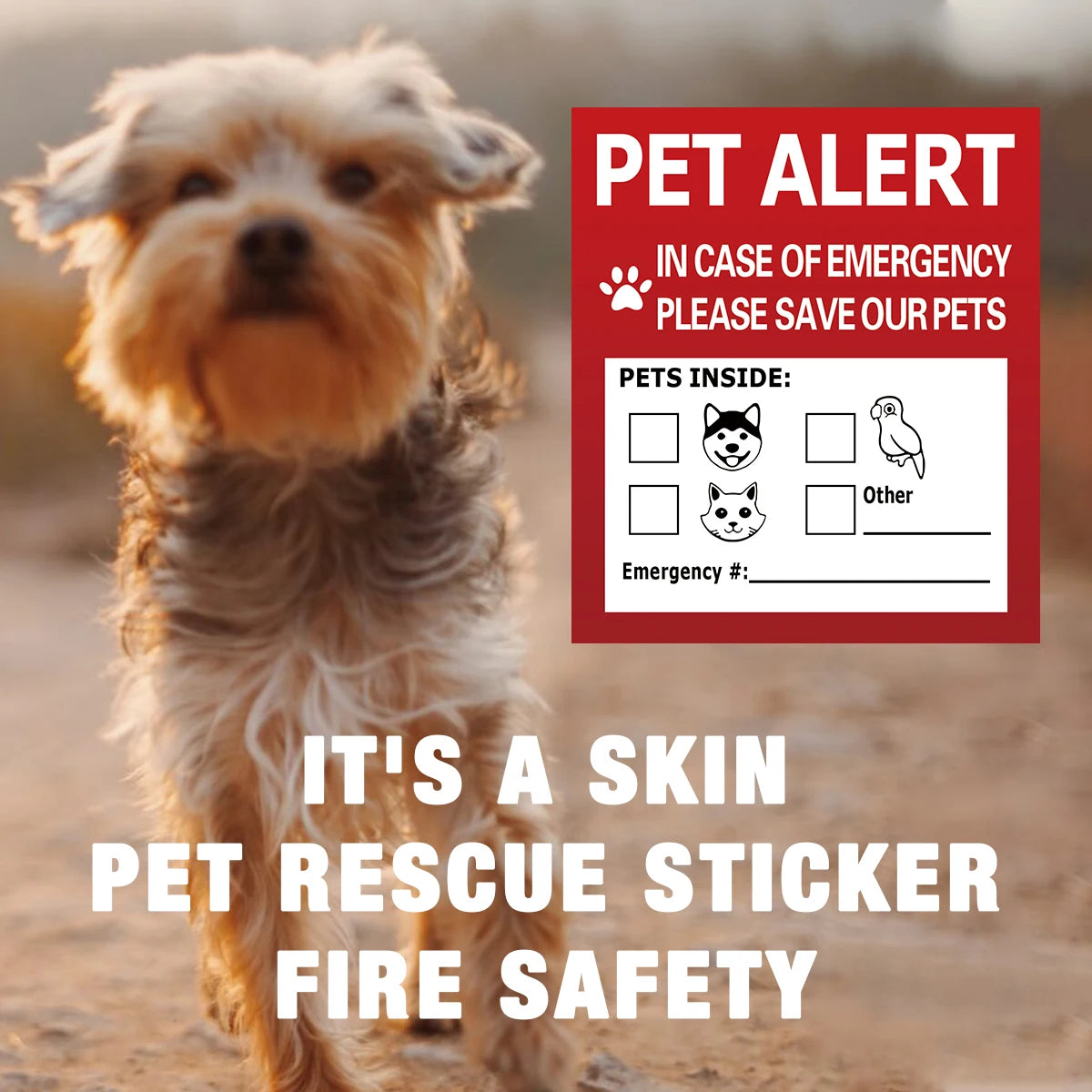 Pet Alert Stickers Static Cling Window Decals Emergency Pets Rescue Sign (4 Pack)  Save My Pets in Case of Emergency Stickers