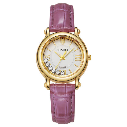 Ladies Fashion 2025 New Simple Roller Ball Small Quartz Watch Business Black Leather Women's Dress Clock Wristwatch