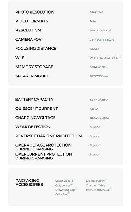 2026 Smart AI Glasses Mini Camera 800W 4K Photo Video Record OpenAI AI Translation Bluetooth Call Music Multifunction Glasses