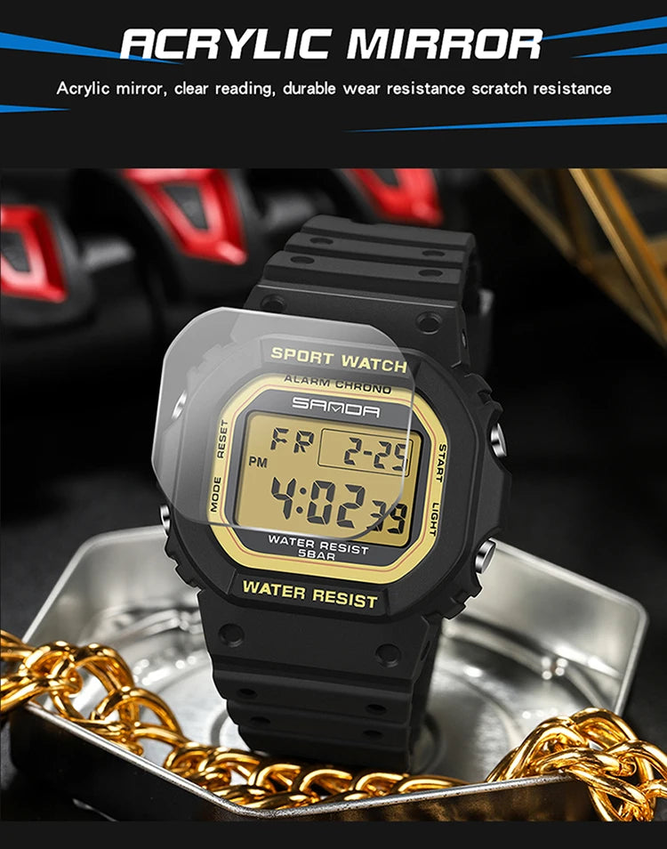 SANDA Fashion Top Brand G Style Digital Men's Watch Luxury Military Sport Waterproof Alarm Stopwatch Clock Men Relogio Masculino