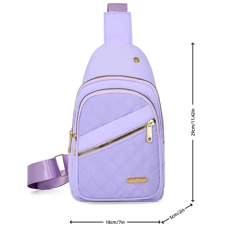 Leisure Quilted Crossbody Bag for Women Chest Bag with Earphone Hole Outdoor Hiking Sling Bag Suitable for Daily Use, Travel