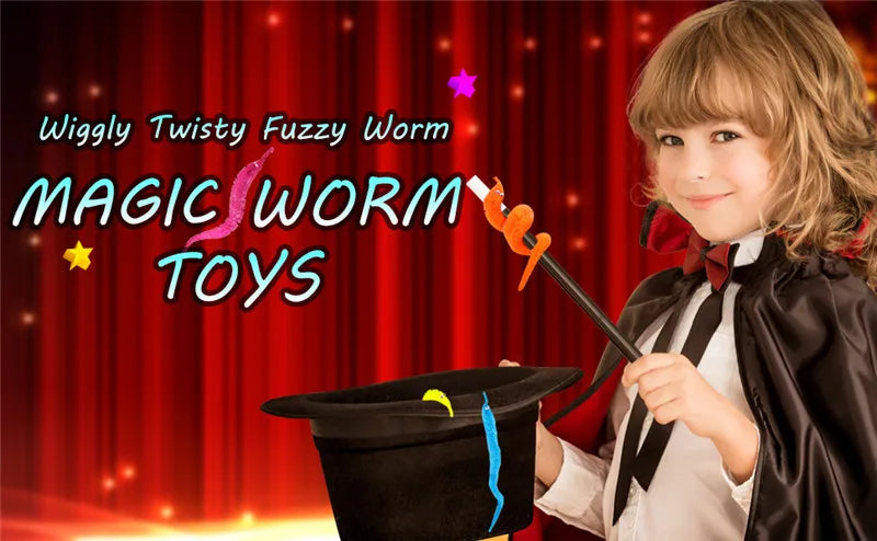 Fuzzy Magic Worm Trick Toys For Kids Wiggly Twisty Worm On a Invisible String Carnival Party Favors Children Magic Props