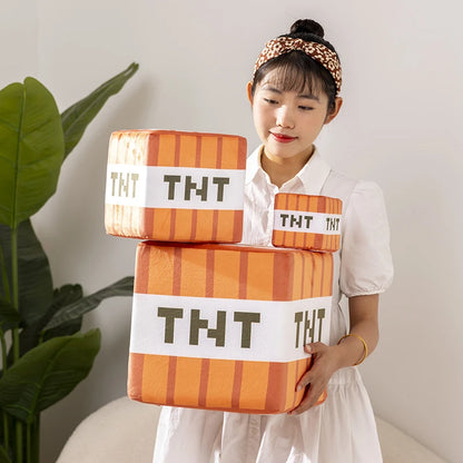 New Tnt Plush Pillow Cube Bomb Toy Key Chain Pendant Soft Plush Stuffed Toys Xmas Birthday Gifts For Kids Spoof Decoration