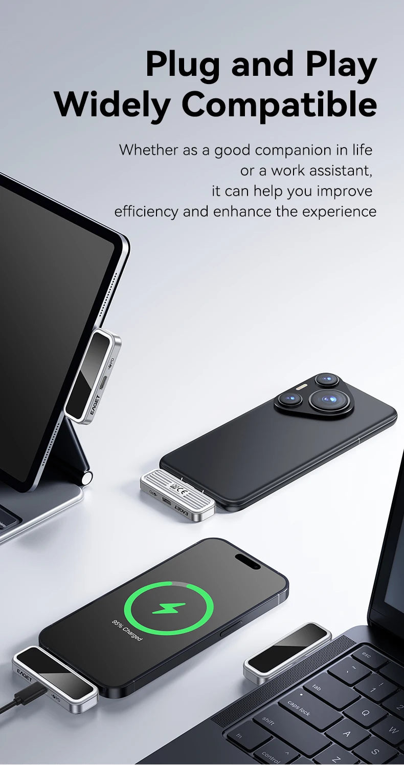 Dysk flash USB Eaget 64 GB/128 GB/256 GB/512 GB typu C — i30, z wyświetlaczami LCD i szybkim ładowaniem PD 20 W do telefonu i tabletu