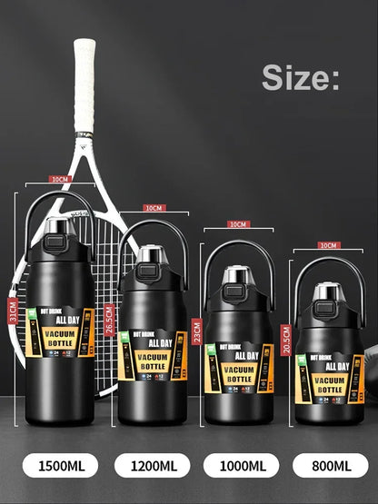 304 Stainless Steel Vacuum Thermos, Portable Outdoor Sports Water Bottle with Straw Cold Hot