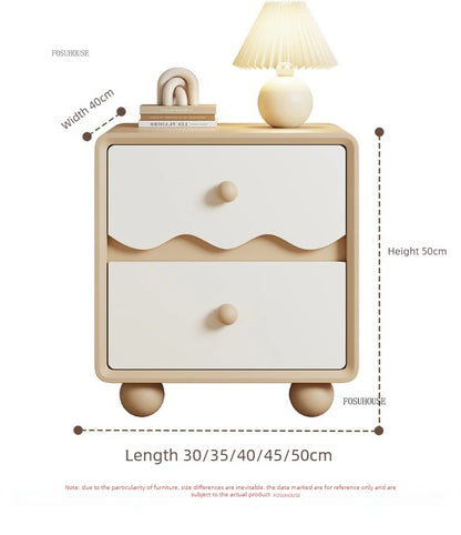 Cream Wood Children's Nightstands Cute Dormitory Storage Bedside Tables Home Children's Storage Cabinets for Bedroom Furniture