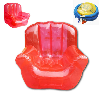 Inflatable Transparent PVC Lounge Chair, Blow Up Sofa for Camping Yard Patio, Air Couch Furniture Outdoor Beach Room