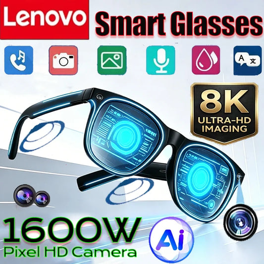 Lenovo Smart AI Sunglasses Multifunctional Music Player 8K Camera Bluetooth Call Translate Voice Assistant Photochromic Glasses