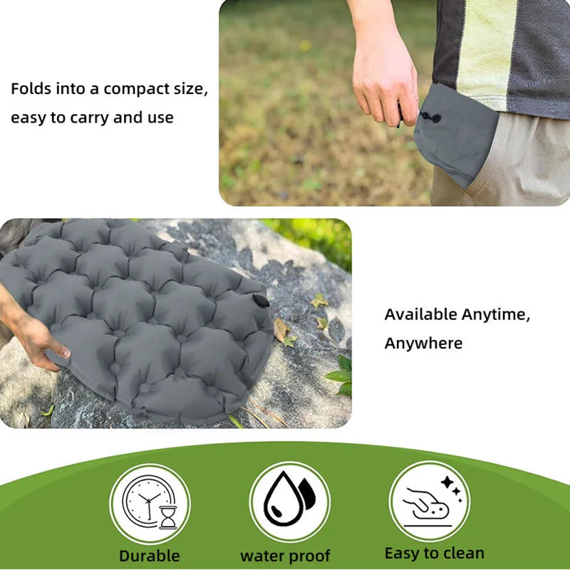 Portable Inflatable Outdoor Moisture-Proof Seat Cushion Travel Camping Sitting Pad Foldable Mattress Seat for Home Office