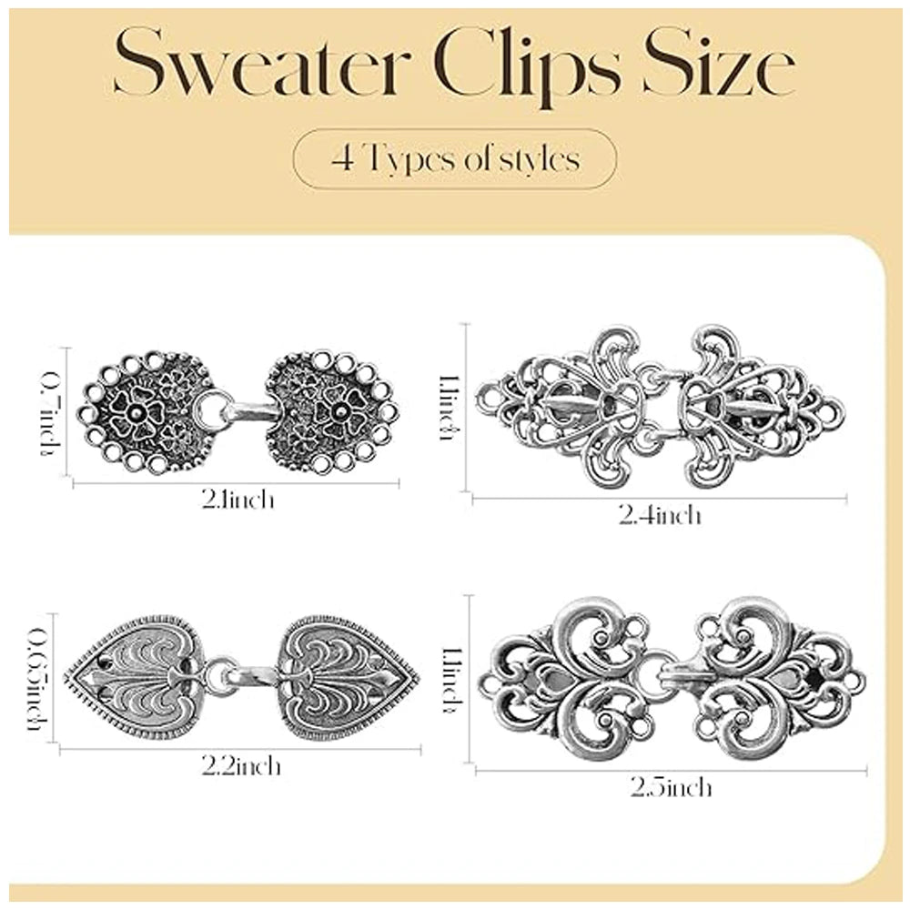 4pcs Vintage Sweater Swirl Clip Cape Cloak Clips for Dress Retro Cardigan Clip Shawl Clasp Shirt Button Clip for Girl Women