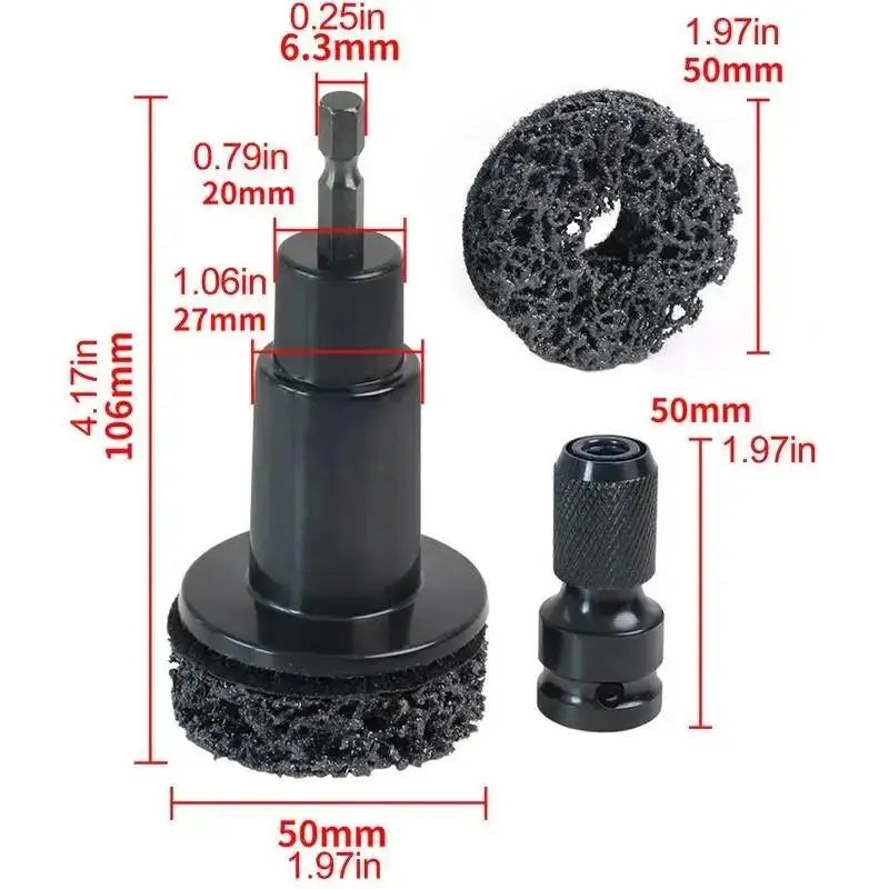 Wheel Hub Cleaning Kit Inner Rim Cleaner Tool Brake Hub Cleaning Kit Fits Power Drill 1/2" Impact Driven Wrenches Rust Removal
