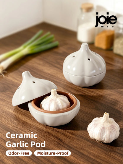 Joie Garlic Storage Box Moisture Proof Anti-mold Ventilation Ceramic Storage Jar Chili Ginger Storage Box Organizer
