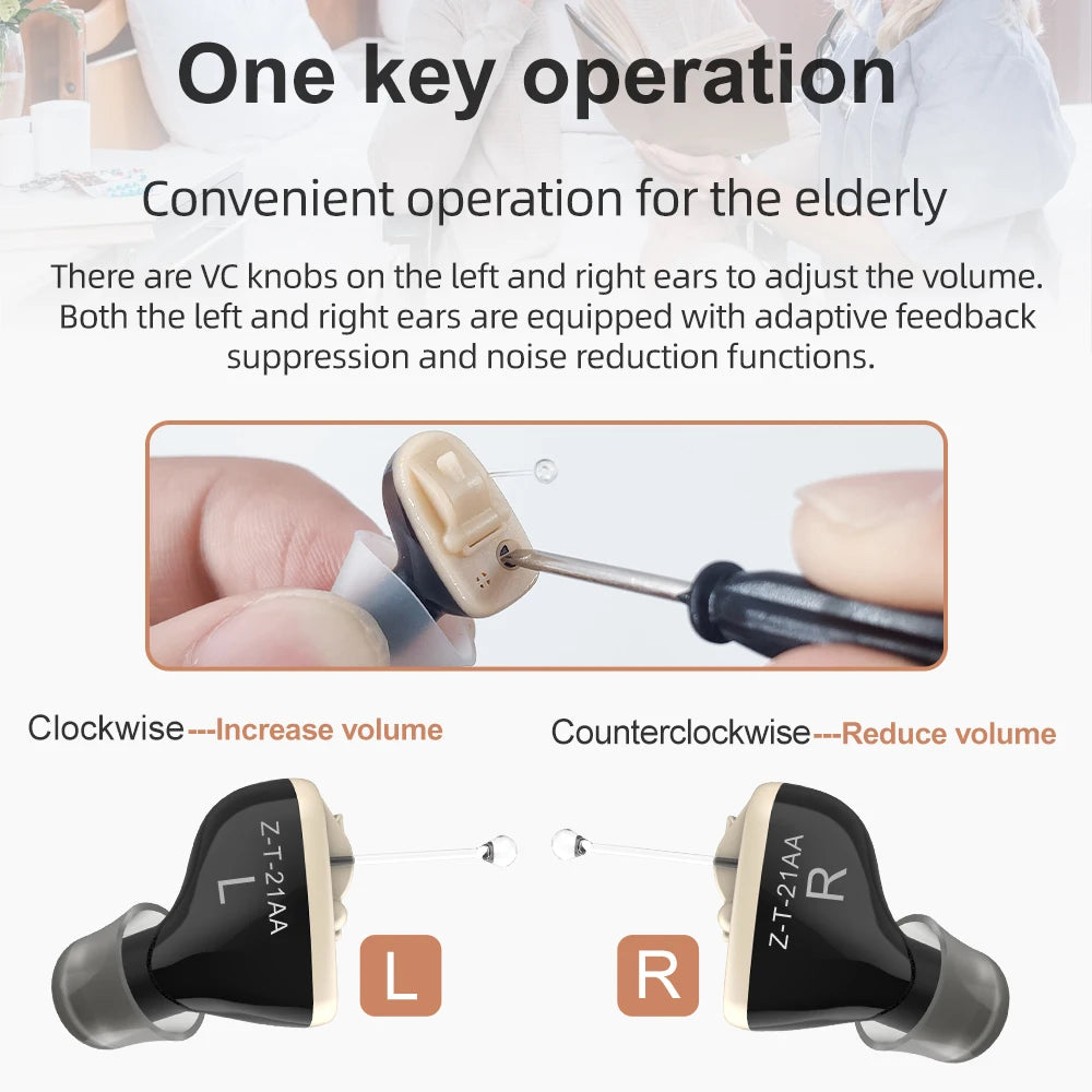 Hearing Aid CIC Intelligent Sound Amplifier Invisible Hearing Aids For Deafness/Elderly With A10 Battery Portable Audifonos