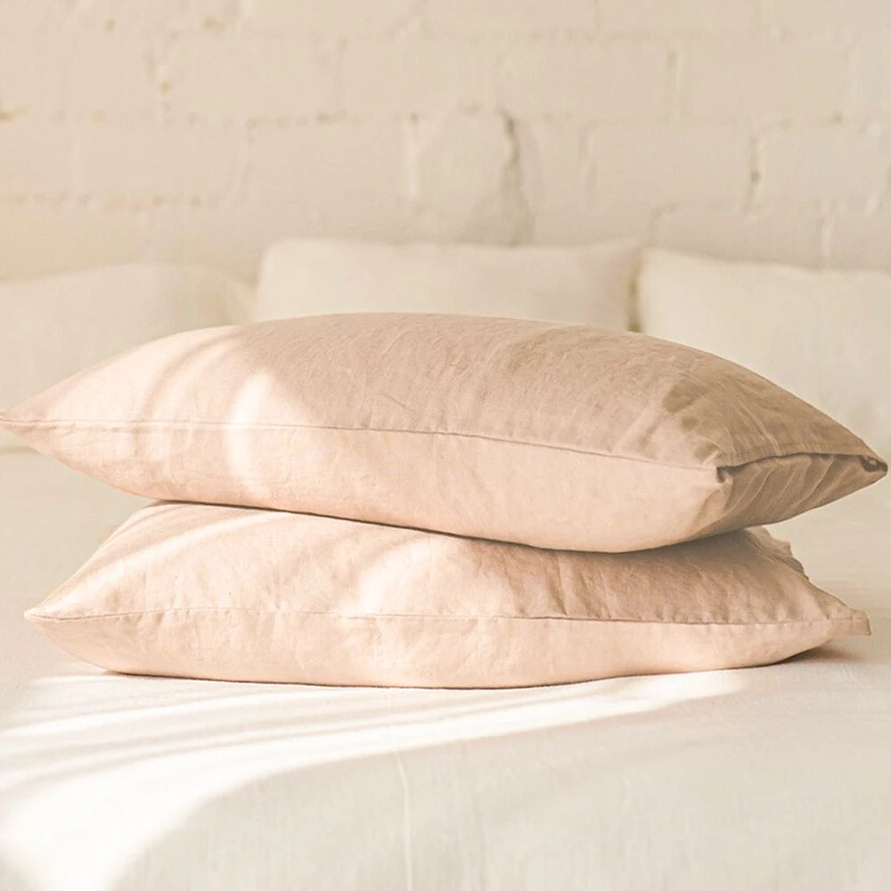 100% French Linen Soft Breathable Pillow Covers Decorative Square Throw Pillow Covers for Bed Couch Sofa Envelope Closure