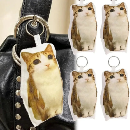 Creative Meowl OMG Cute Cat Plush Keychain Plush Charm with Sound Squeeze Toy Funny Bag Pendant Charm Gift Cute Fidget Toy