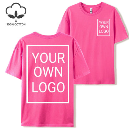 Double Sided Customized LOGO Picture Women T-Shirt Summer Y2K Loose Short Sleeves Comfortable T Shirts Crewneck DIY Tee Tops