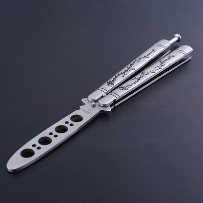 Outdoor Training Butterfly Knife Trainer  Stainless Steel Knife Folding Knife No Edge Dull Tool Combs Shape 56 HRC