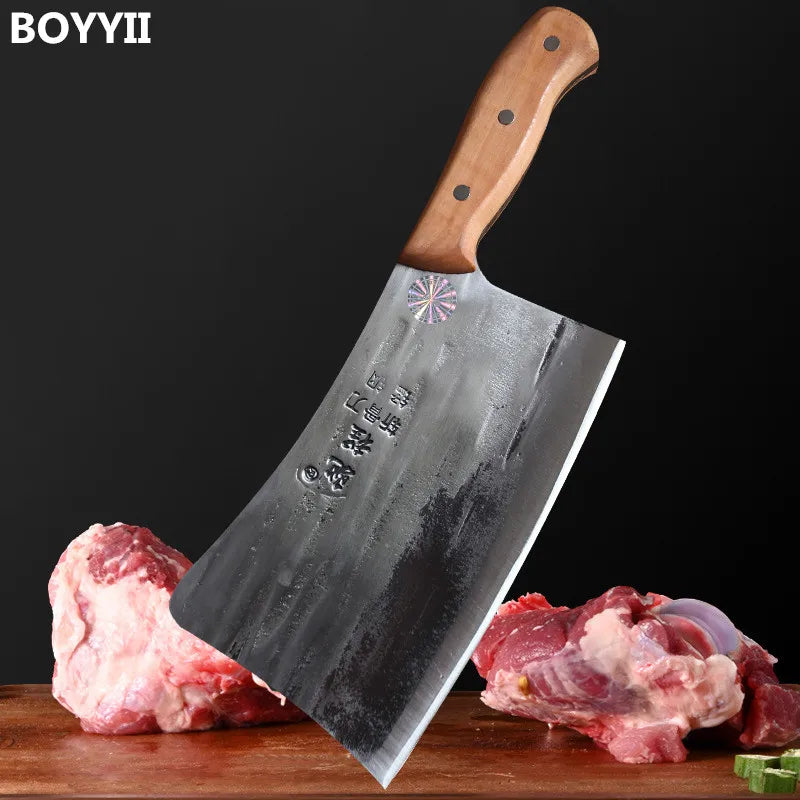 1 KG Chopping Knife 6mm Thickened Handmade Forged Kitchen Bone Knife Butcher Durable Hard Blade Chopper Kitchen Knife Cleaver