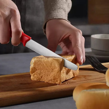 Serrated Steak Knife, Stainless Steel Steak Knife With Pointed Tail Plastic Handle, Multifunctional Kitchen Bread Dessert Knife