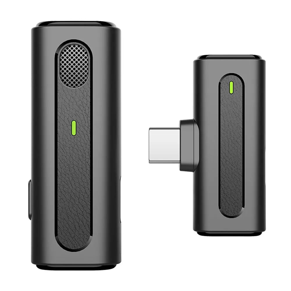 Wireless Lavalier Microphone Portable Audio Video Recording Mini Mic for iPhone Android Live Broadcast Gaming Phone Mic