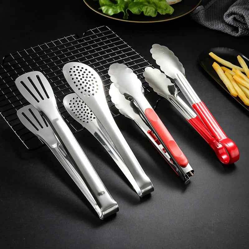 Stainless Steel Food Tongs Pastry Meat Barbecue Clip Anti-Scald Tongs Frying Fish Spatula Clip Bread Clip Household Kitchen Tool