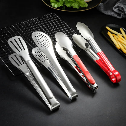 Stainless Steel Food Tongs Pastry Meat Barbecue Clip Anti-Scald Tongs Frying Fish Spatula Clip Bread Clip Household Kitchen Tool