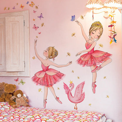 Ballet Girl Vinyl Child Wall Stickers For Baby Kids Room Decoration Adhesive Wallpaper Bedroom Accessories Room Decor Wall Art