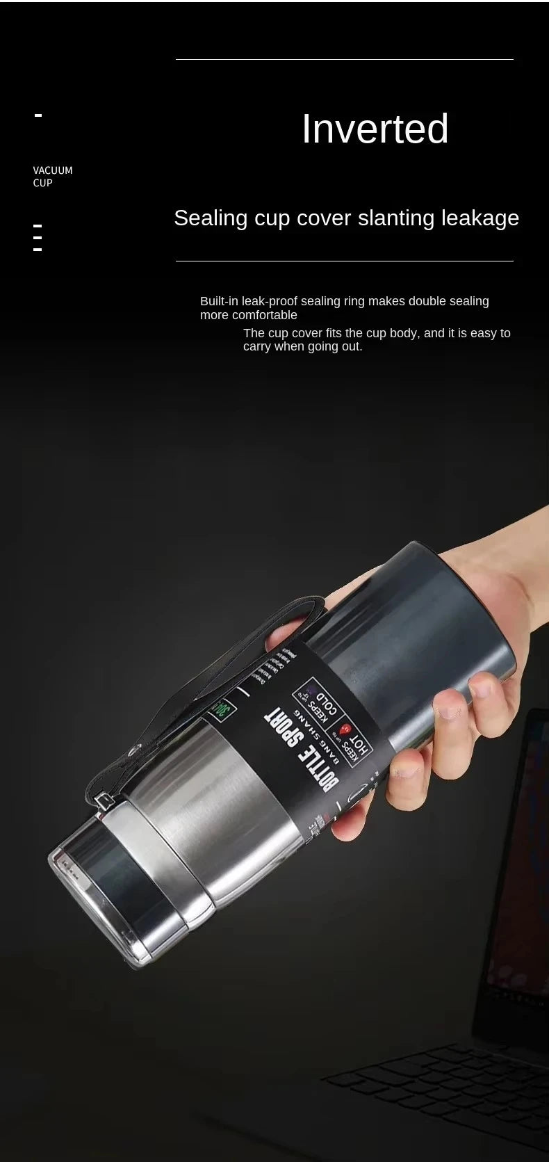 1L Stainless Steel Vacuum Flask Dual Use Hot Cold Drink Bottle Portable Thermal Container Perfect for Holding Water Tea Coffee