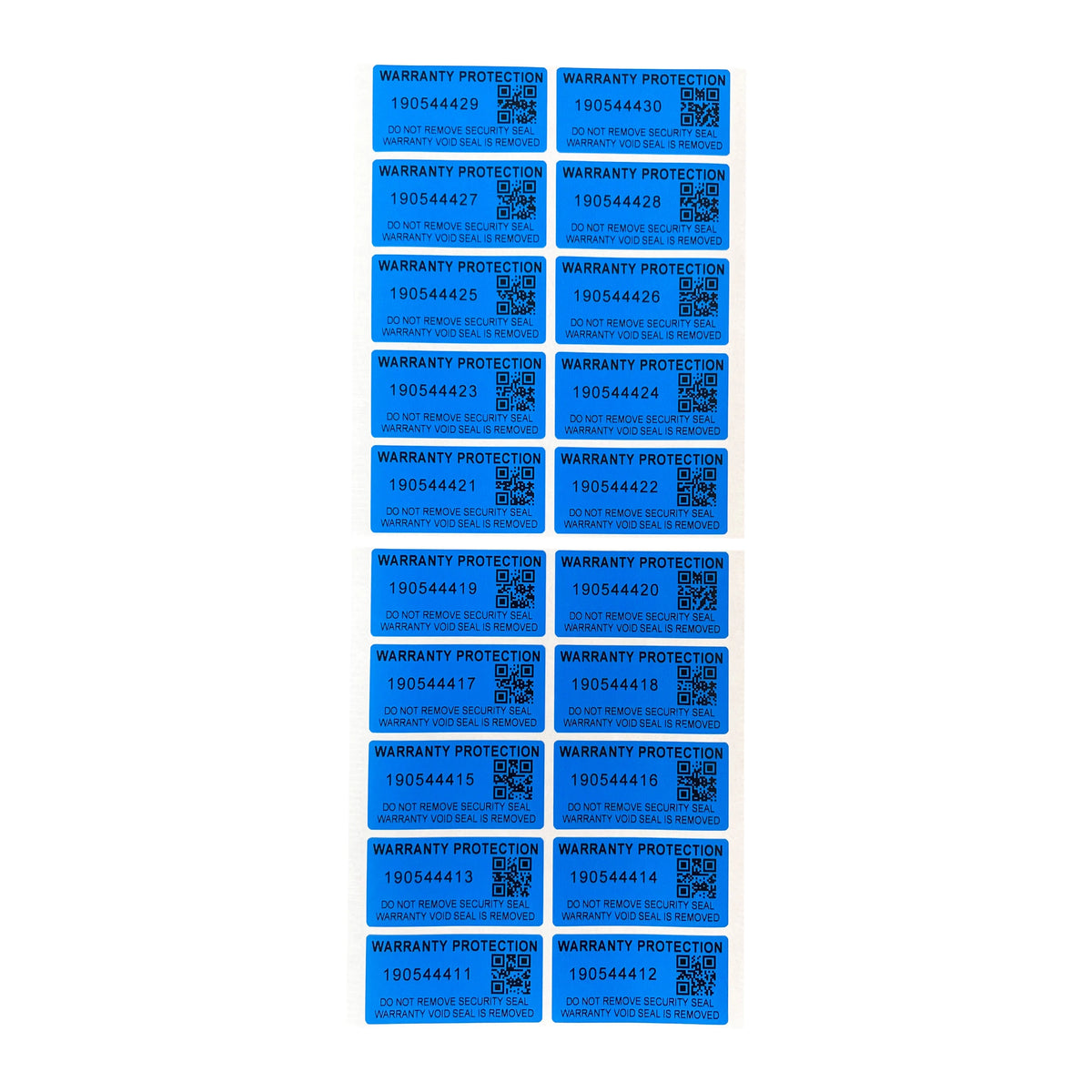100pcs Blue 40x20mm Tamper-Proof Warranty Stickers Anti-Counterfeiting Seal Labels with Serial Number Two-Dimensional Code