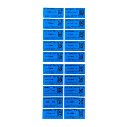 100pcs Blue 40x20mm Tamper-Proof Warranty Stickers Anti-Counterfeiting Seal Labels with Serial Number Two-Dimensional Code