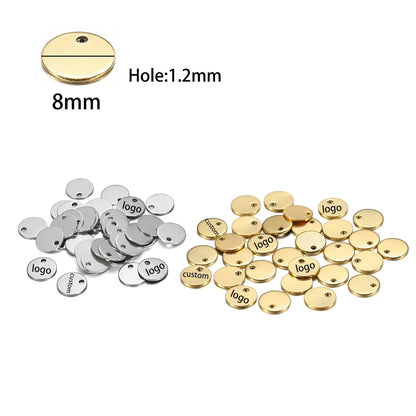 50-200pcs Custom Pendant Laser Engrave Name LOGO Stainless Steel Personalized Necklace Extend Chain Tail Tag Jewelry Charm