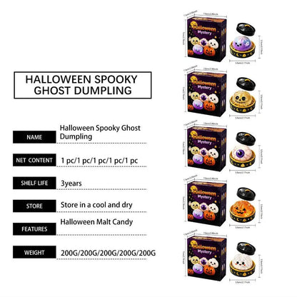 New 1-5pcs Halloween Ghost Dumpling Squishy Toy with Box Squeeze Decompression Fidget Toy for Stress Relief Gift Box Set
