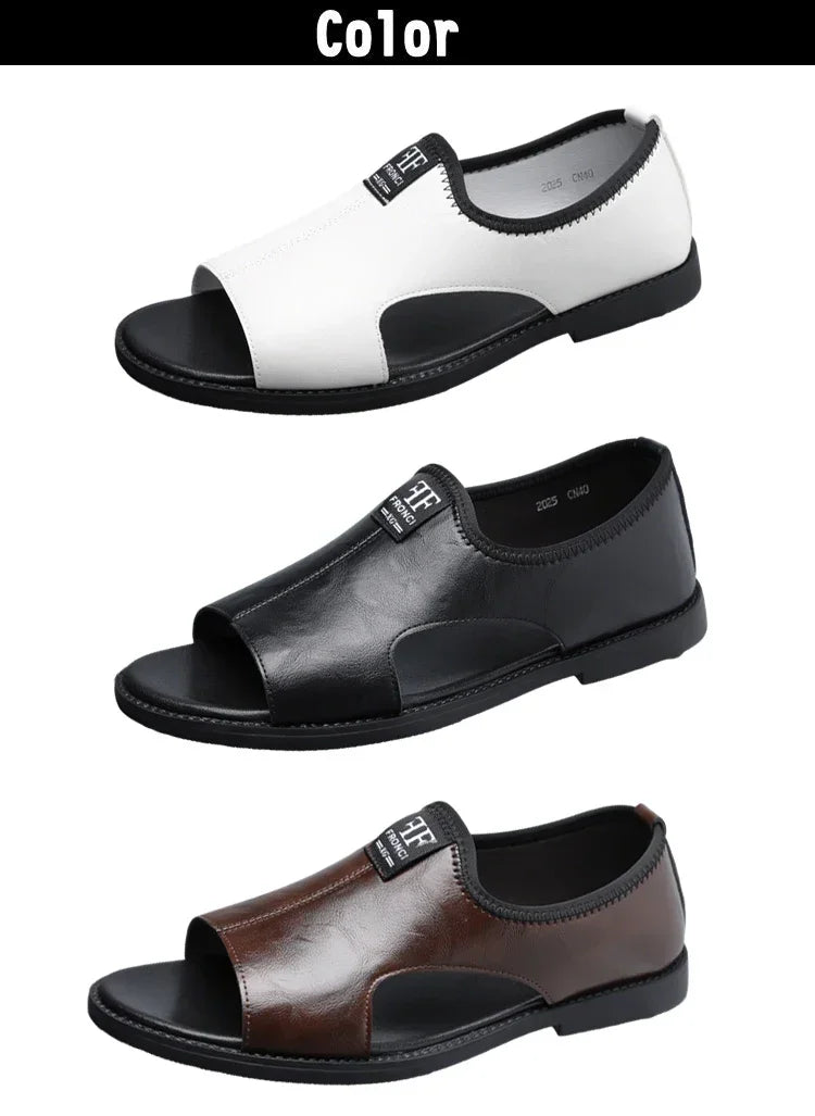 Men's Roman Sandals Summer Comfort Casual Soft Sole Slippers Anti-Slip Breathable Outdoor Slip-On Beach Shoes-HT2025